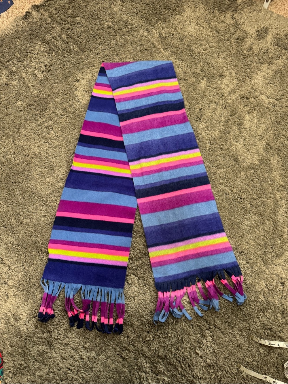 Old Navy Vibrant Multicolor Striped Fleece Fringe Scarf One Size